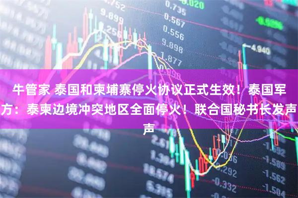 牛管家 泰国和柬埔寨停火协议正式生效！泰国军方：泰柬边境冲突地区全面停火！联合国秘书长发声